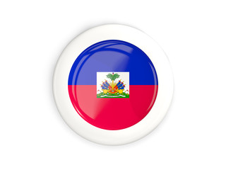 Flag of haiti, glossy round button