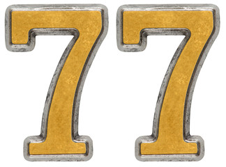 Metal numeral 77, seventy-sevendigit; isolated on white backgrou