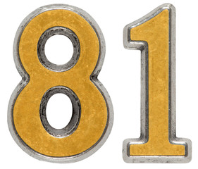Metal numeral 81, eighty-one, isolated on white background