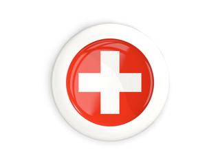 Flag of switzerland, glossy round button