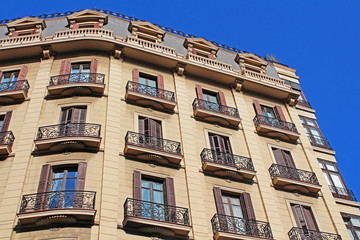 Building facade of great architectural interest in the city of Barcelona,Spain