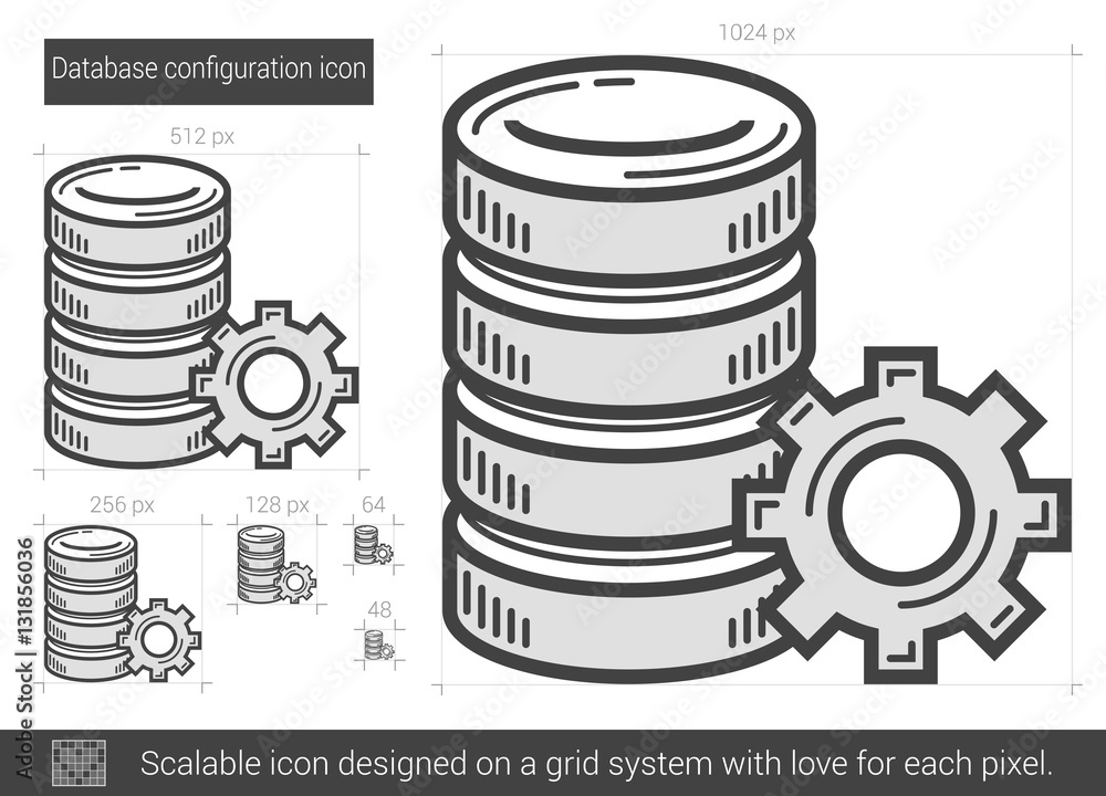 Poster database configuration line icon.