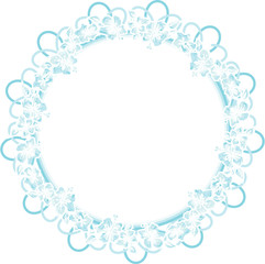 Round frame of watercolor blue flowers