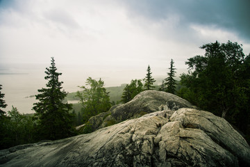 A beautiful panorama of lake and forest from Koli National park peaks