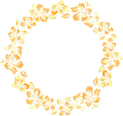 Round frame of watercolor summer flowers