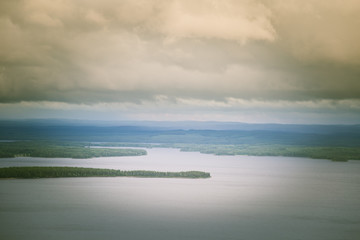 A beautiful panorama of lake and forest from Koli National park peaks