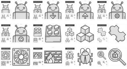 Programming line icon set.