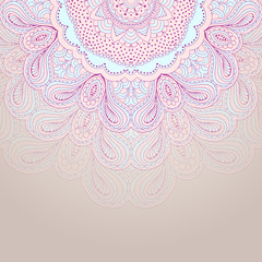 Vintage card with mandala. Zentangl round ornament. Abstract vector illustration