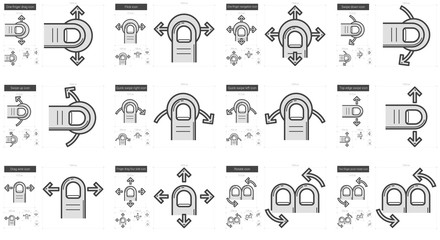 Touch gestures line icon set.