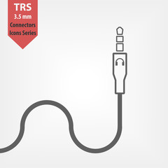 Jack cable isolated vector flat line  icon. Audio input 3.5 mm TRS connector