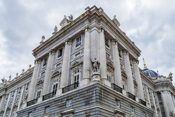 Detail of Spanish Royal Palace (Palacio Real) in Madrid, Spain.