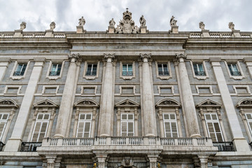 Fototapeta na wymiar Detail of Spanish Royal Palace (Palacio Real) in Madrid, Spain.