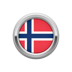 Round silver badge with Norwegian flag