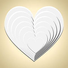 white vector heart as symbol of love for valentine's day decoration or wedding ornament