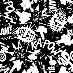 Comic book action words in a seamless pattern