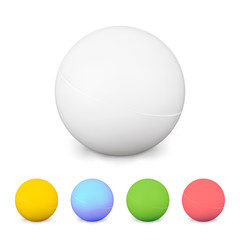 Ping Pong Balls. Set Colorful 3d  With Shadow Isolated On White Background. Good For Banners And Print. Vector Illustration