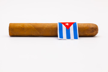 Luxury Cuban cigar and on the white desk