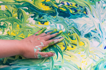 freestyle finger painting with gouache