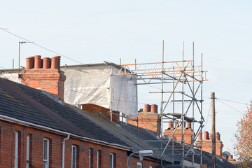 Loft extension being carried out on Victorian terraced property - obrazy, fototapety, plakaty