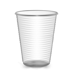 Plastic Cup. Isolated On White Background. Mock Up For Your Design. Photo Realistic Vector Illustration