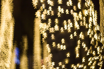 gold bokeh lights defocused. abstract background.