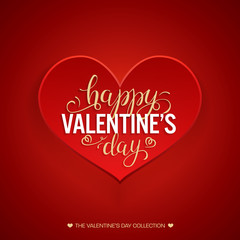 Beautiful Valentines Card. Happy Valentine s Day Hand Drawing Vector Lettering Design. Red Greeting With Vintage Text And Big Heart. Good For Your . Illustration