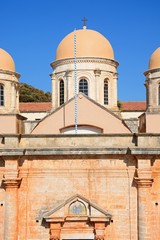 Fototapeta na wymiar Front view of the Agia Triada monastery, Crete.