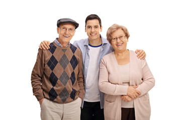 Young guy with an elderly man and an elderly woman