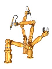 Industrial multipurpose robots. 3d illustration. Isolated on white.