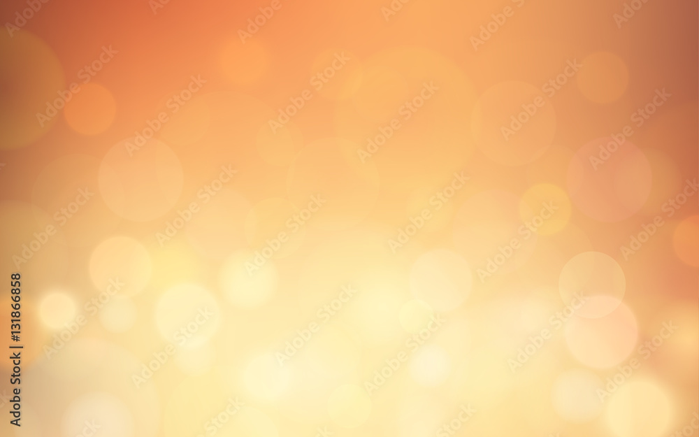 Wall mural abstract bokeh and lens flare pattern on summer orange color blurred background (vector)