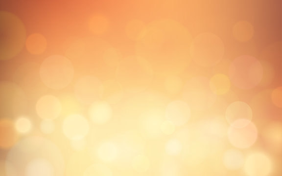 Abstract bokeh and lens flare pattern on summer orange color blurred background (vector)