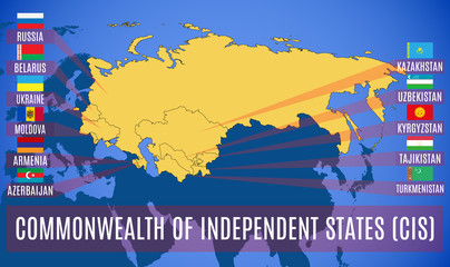 Schematic map of the Commonwealth of Independent States (CIS).