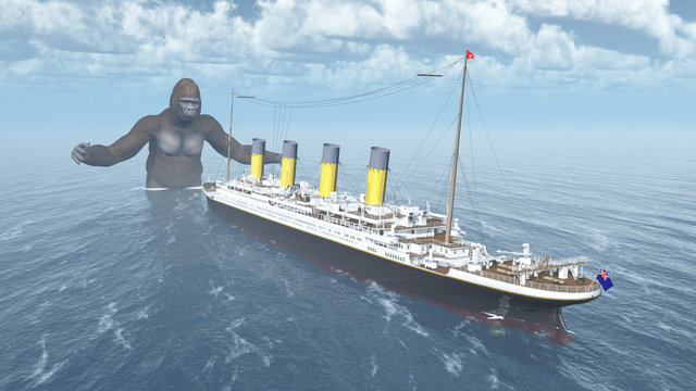 Huge gorilla and ocean liner