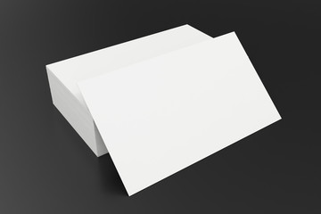 Stack of blank business card on black background. 3d rendering