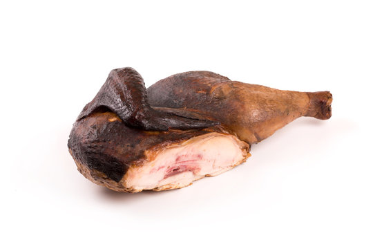smoked chicken isolated on white background