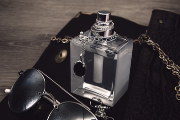 Perfume bottle with accessories