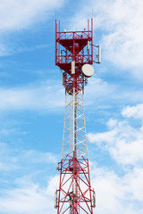 Telecommunications red and white antenna tower