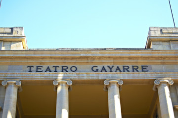 Facade of the Gayarre theater in Pamplona, Spain