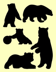 Young bears animal silhouette. Good use for symbol, logo, web icon, sign, or any design you want.