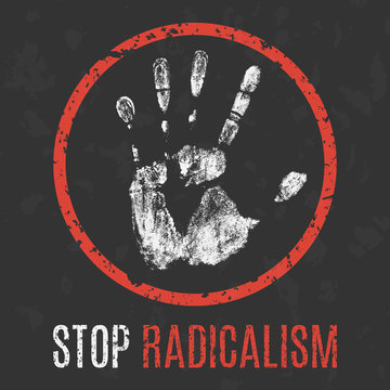 Vector Illustration. Social Problems. Stop Radicalism.