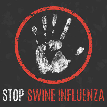 Vector illustration. Human sickness. Stop swine influenza.