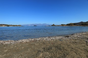 Fototapeta na wymiar Kolokytha Bay and Island from Spinalonga Peninsula,Crète , Greece 