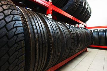 Car tires on warehouse