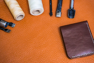 Leather craft for wallet working with tool