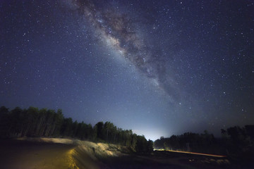A beautiful view of the Milky Way in Kudat, Sabah Borneo. Long exposure photograph with grain....