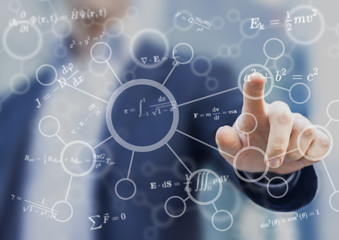 Student or teacher touching mathematical and scientific concepts