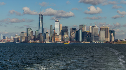 Fototapeta premium Widok na panoramę Manhattanu z promu na State Island