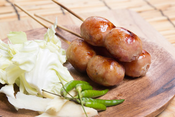 Grilled fermented sour sausage