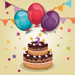 happy birthday celebration card vector illustration design