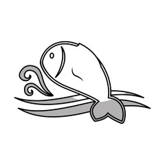 sea fish icon over white background. vector illustration